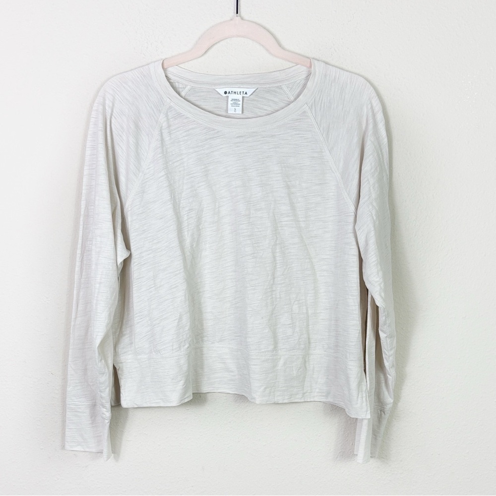 Athleta Long Sleeve Off White / Light Cream round neck top size Large